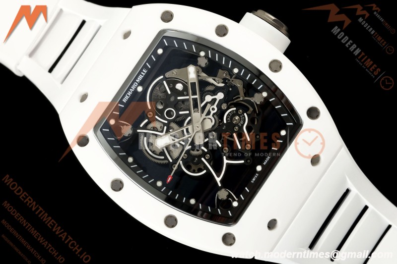 Richard Mille - RM055 Bubba Watson White CER/RU Blk/Blk Rehaut Skeleton A9F RMUL2 Free Sprung