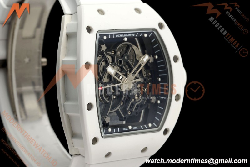 Richard Mille - RM055 Bubba Watson White CER/RU Blk/Blk Rehaut Skeleton A9F RMUL2 Free Sprung