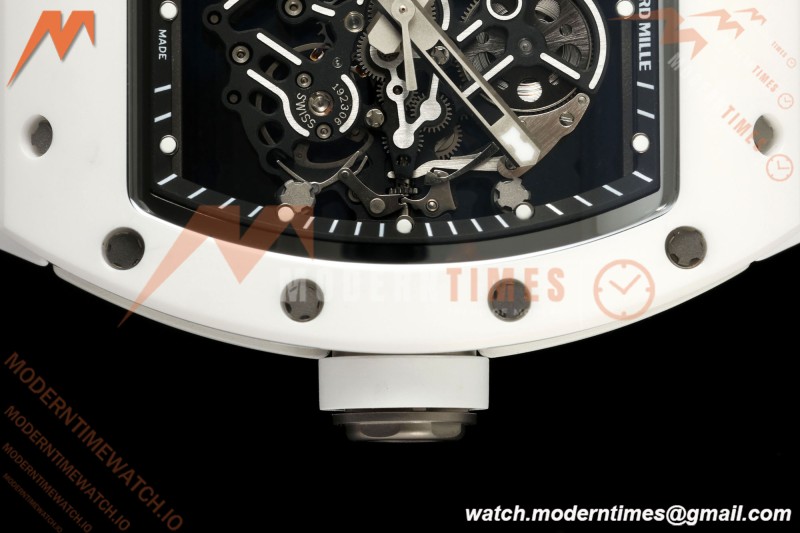 Richard Mille - RM055 Bubba Watson White CER/RU Blk/Blk Rehaut Skeleton A9F RMUL2 Free Sprung