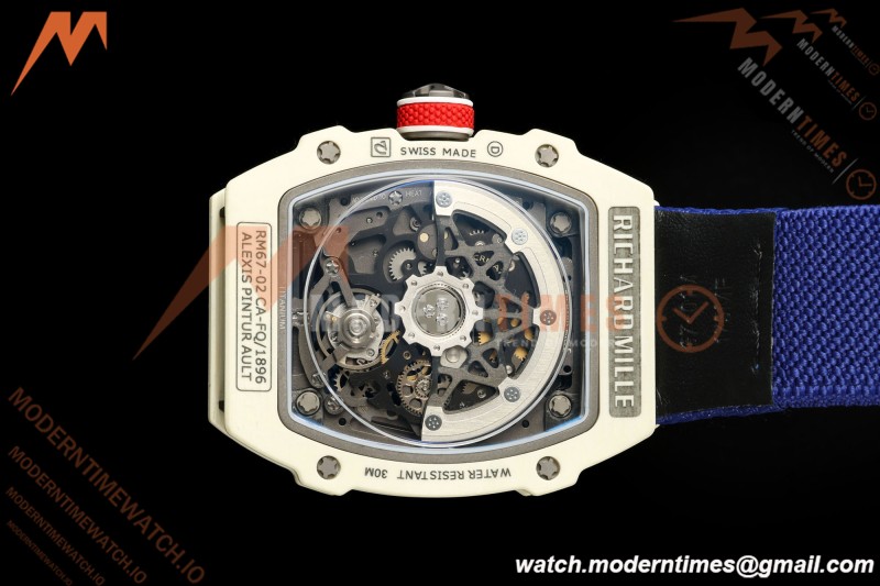 Richard Mille - RM67-02 Alexis White NTPT Blu/Red/Wht/Blk Skeleton AVF CRMA7