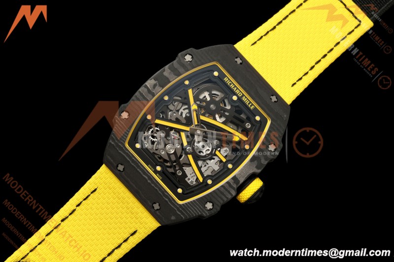 Richard Mille - RM67-02 Black NTPT Yellow/Blk Skeleton Yellow Strap AVF CRMA7