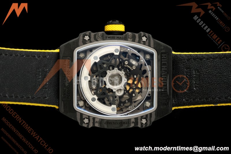 Richard Mille - RM67-02 Black NTPT Yellow/Blk Skeleton Yellow Strap AVF CRMA7