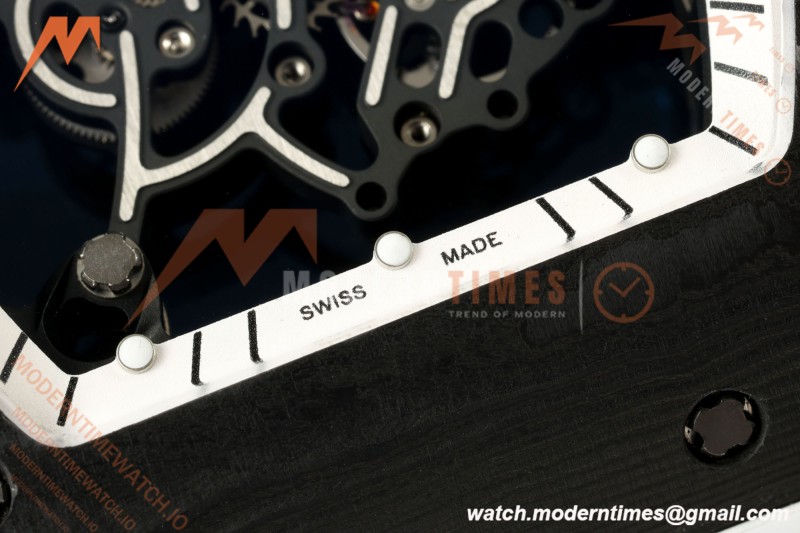 Richard Mille - RM055 Bubba Watson White Legend Black NTPT/RU Blk/Wht Rehaut Skeleton Brushed Ribs BOSS RMUL2 Free Sprung