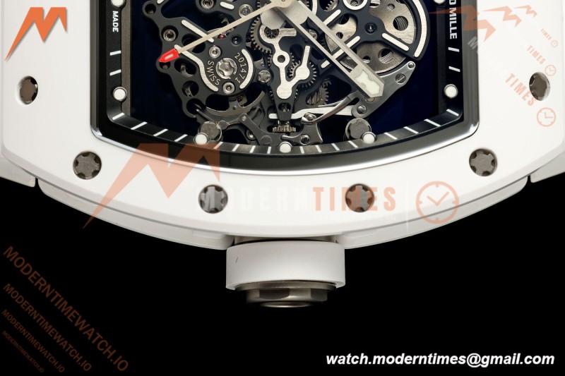 Richard Mille - RM055 Bubba Watson White CER/RU Blk/Blk Rehaut Skeleton Boss RMUL2 Free Sprung