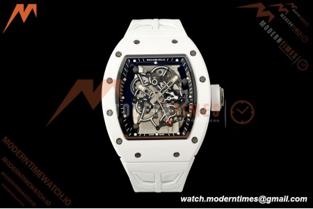 Richard Mille - RM055 Bubba Watson White CER/RU Blk/Blk Rehaut Skeleton Boss RMUL2 Free Sprung