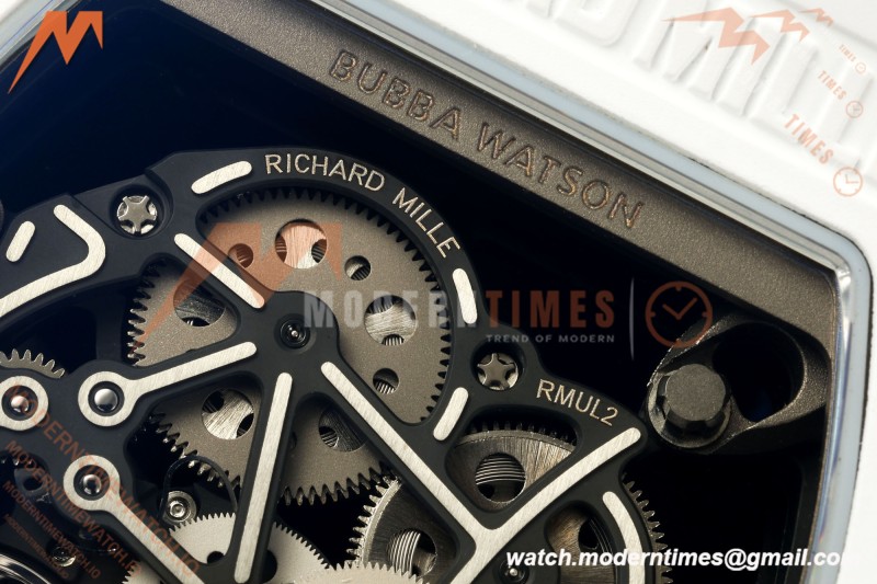 Richard Mille - RM055 Bubba Watson White CER/RU Blk/Blk Rehaut Skeleton Boss RMUL2 Free Sprung