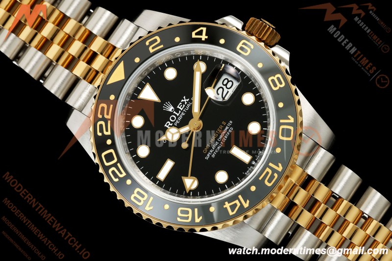 Rolex - GMT II 126713GRNR 40mm 904L Jub SS/YG Black Dial QF JH3285 Free Sprung
