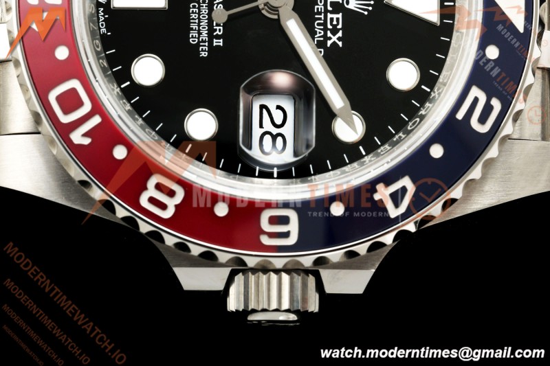 Rolex - GMT II 126710BLRO Pepsi 40mm 904L Jub SS/SS Black Dial QF JH3285 Free Sprung | QF Factory ロレックス GMTマスターII 126710BLRO「ペプシ」 40mm 904Lステンレススチール ブラックダイアル ジュビリーブレス JH3285搭載 フリースプラング