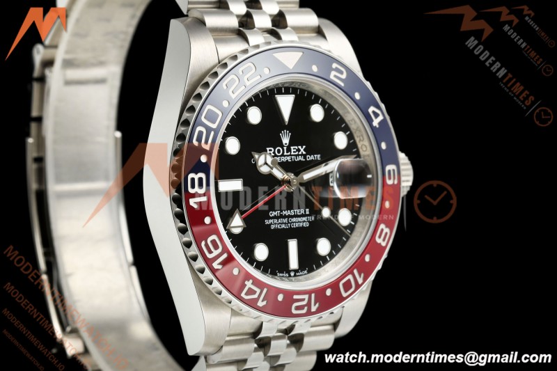 Rolex - GMT II 126710BLRO Pepsi 40mm 904L Jub SS/SS Black Dial QF JH3285 Free Sprung | QF Factory ロレックス GMTマスターII 126710BLRO「ペプシ」 40mm 904Lステンレススチール ブラックダイアル ジュビリーブレス JH3285搭載 フリースプラング