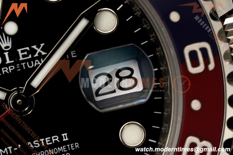 Rolex - GMT II 126710BLRO Pepsi 40mm 904L Oys SS/SS Black Dial RF JH3285 Free Sprung