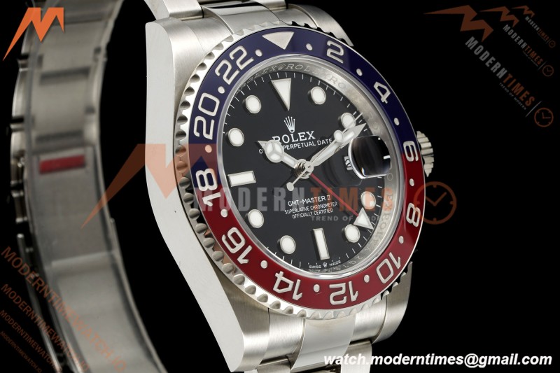 Rolex - GMT II 126710BLRO Pepsi 40mm 904L Oys SS/SS Black Dial RF JH3285 Free Sprung