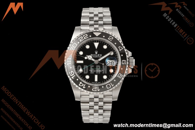 Rolex - GMT II 126710GRNR Bruce Wayne 40mm 904L Jub SS/SS Black Dial RF JH3285 Free Sprung