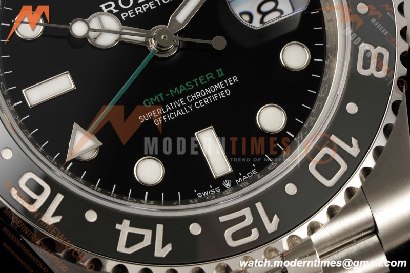 Rolex - GMT II 126710GRNR Bruce Wayne 40mm 904L Jub SS/SS Black Dial RF JH3285 Free Sprung