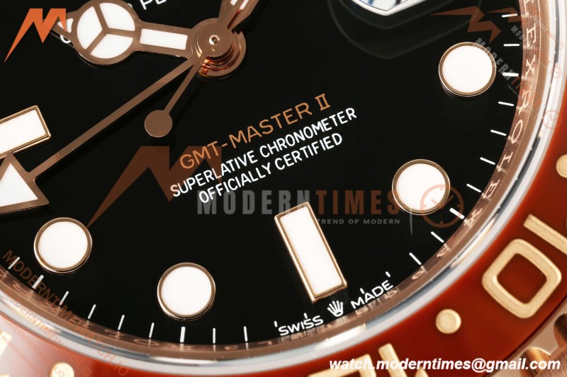 Rolex - GMT II 126715CHNR Rootbeer 40mm Gain Weight 904L Oys RG/RG Black WF JH3285 CHS