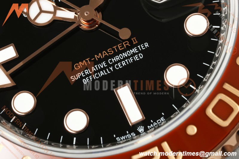 Rolex - GMT II 126711CHNR Rootbeer 40mm Oys 904L RG/SS Black QF JH3285 Free Sprung