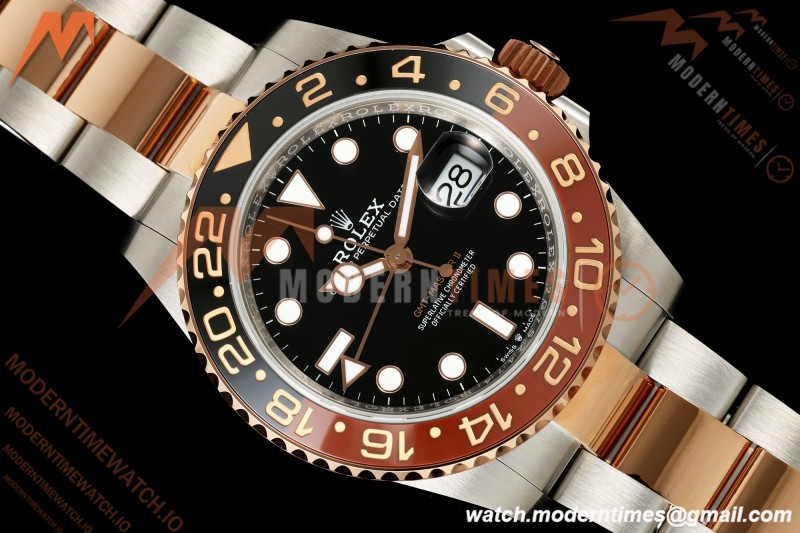 Rolex - GMT II 126711CHNR Rootbeer 40mm Oys 904L RG/SS Black QF JH3285 Free Sprung