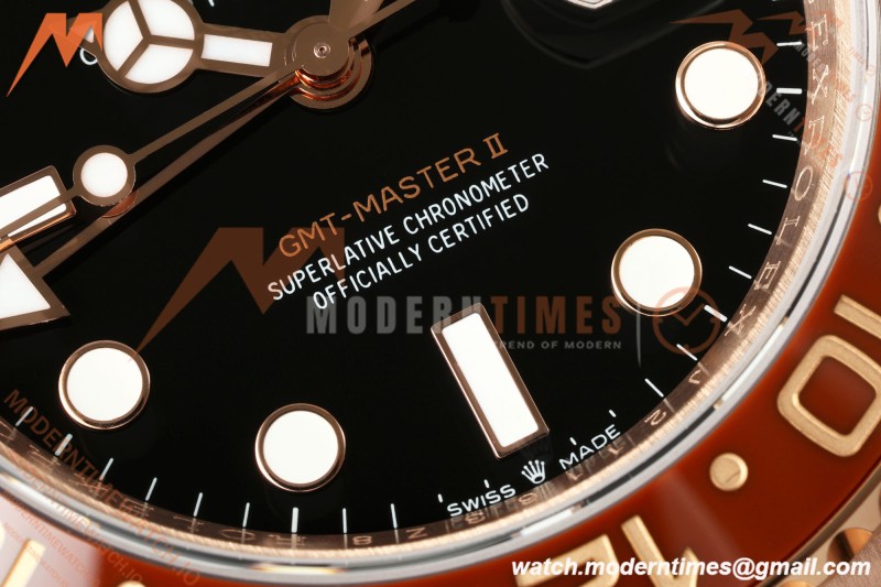 Rolex - GMT II 126715CHNR Rootbeer 40mm 904L Oys RG/RG Black QF JH3285 Free Sprung