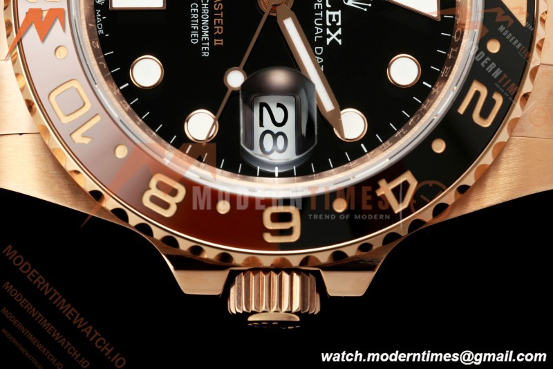 Rolex - GMT II 126715CHNR Rootbeer 40mm 904L Oys RG/RG Black QF JH3285 Free Sprung