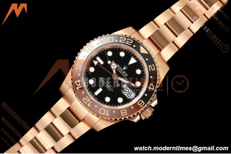 Rolex - GMT II 126715CHNR Rootbeer 40mm 904L Oys RG/RG Black QF JH3285 Free Sprung