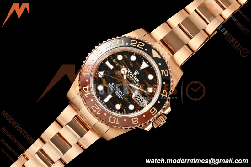 Rolex - GMT II 126715CHNR 40mm 904L Oys RG/RG Tiger Iron QF JH3285 Free Sprung