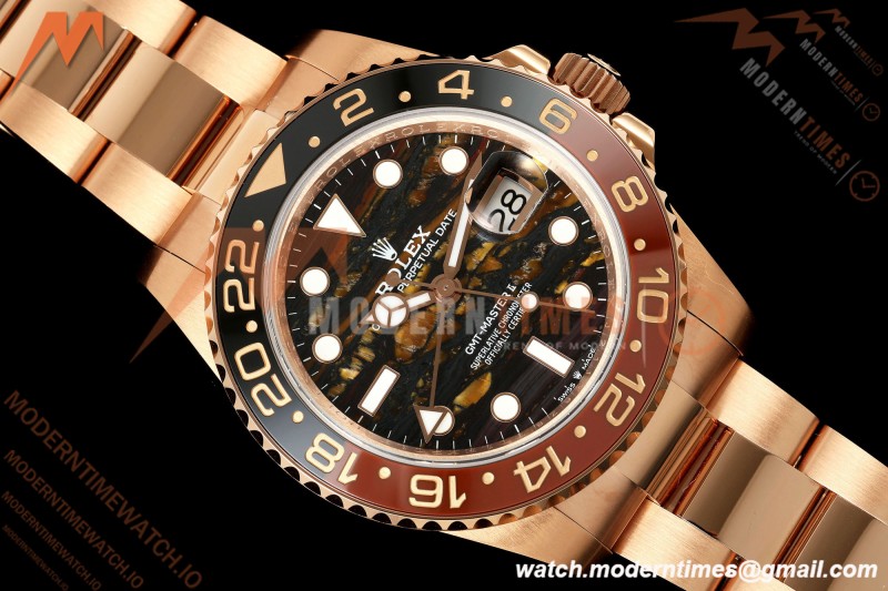 Rolex - GMT II 126715CHNR 40mm 904L Oys RG/RG Tiger Iron QF JH3285 Free Sprung