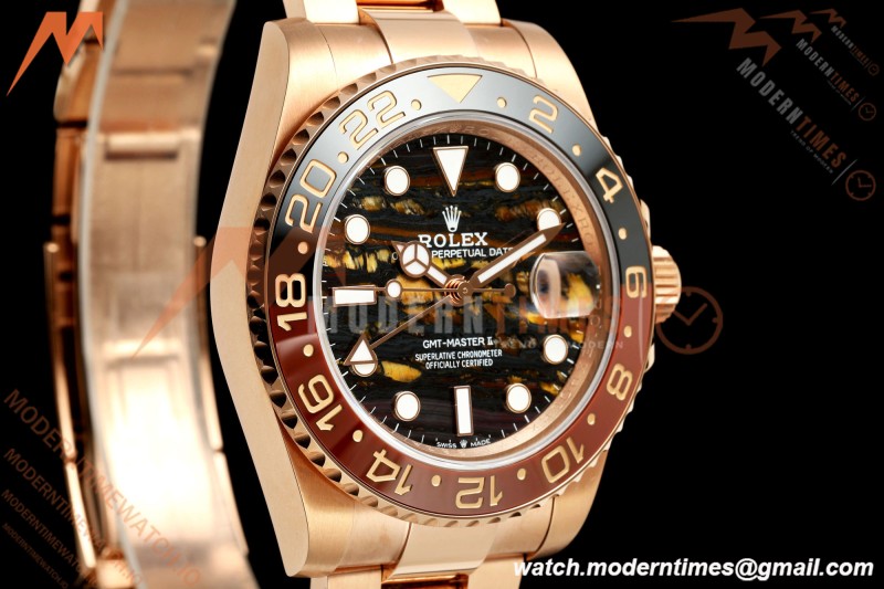 Rolex - GMT II 126715CHNR 40mm 904L Oys RG/RG Tiger Iron QF JH3285 Free Sprung