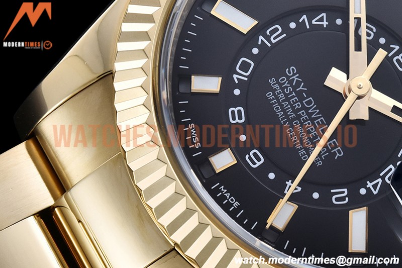 Rolex - Skydweller 326938 YG/YG Black Noob Asian 23J