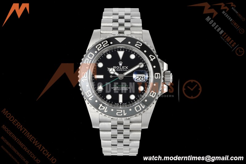 Rolex - GMT II 126710GRNR Bruce Wayne 40mm 904L Jub SS/SS Black Dial RWF JH3285 Free Sprung