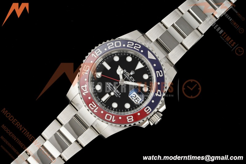 Rolex - GMT II 126710BLRO Pepsi 40mm 904L Oys SS/SS Black Dial RWF JH3285 Free Sprung