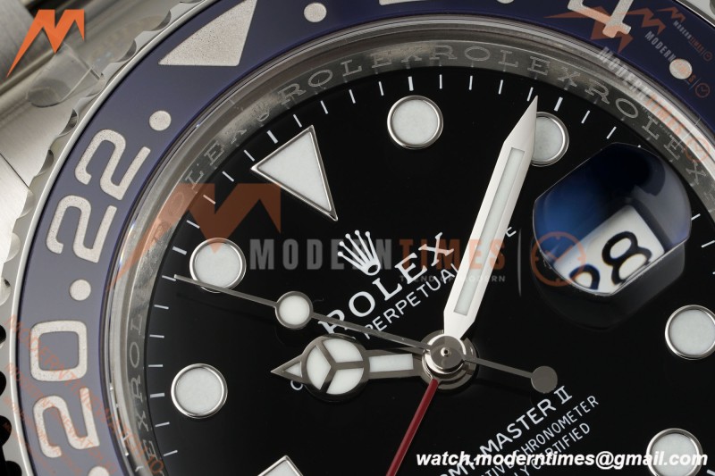 Rolex - GMT II 126710BLRO Pepsi 40mm 904L Oys SS/SS Black Dial RWF JH3285 Free Sprung