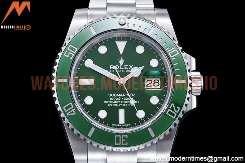 Rolex - Submariner 116610LV 904L SS/SS Green RAF SH3135