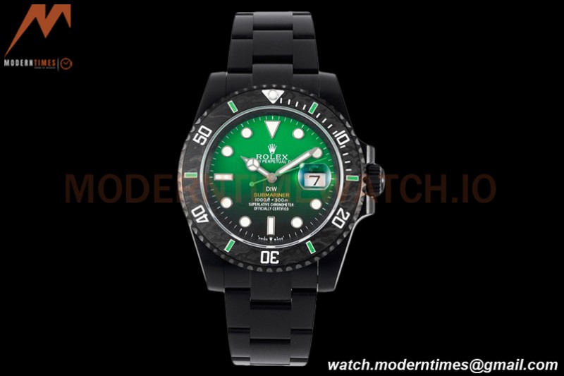 Rolex - Submariner Parakeet 40mm 904L DLC/DLC Green/Black DIWF A3135