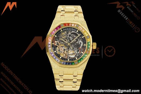 Audemars Piguet - Royal Oak 15412BA 41mm Rainbow YG/YG Skeleton Dial THBF V3 SH3132 Free Sprung