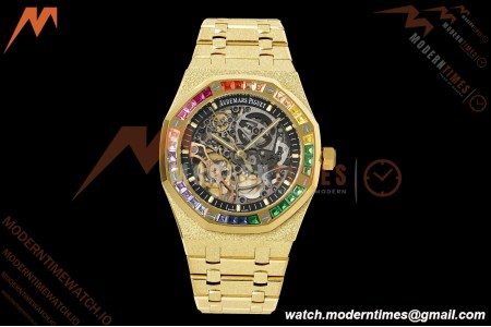 Audemars Piguet - Royal Oak 15412BA 41mm Rainbow YG/YG Skeleton Dial THBF V3 SH3132 Free Sprung