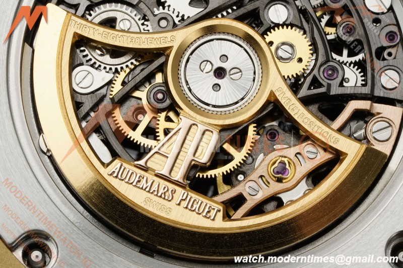 Audemars Piguet - Royal Oak 15412BA 41mm Rainbow YG/YG Skeleton Dial THBF V3 SH3132 Free Sprung
