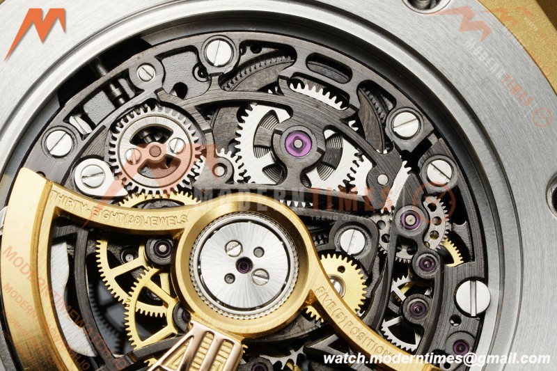 Audemars Piguet - Royal Oak 15412BA 41mm Rainbow YG/YG Skeleton Dial THBF V3 SH3132 Free Sprung