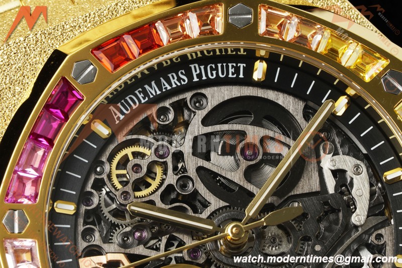 Audemars Piguet - Royal Oak 15412BA 41mm Rainbow YG/YG Skeleton Dial THBF V3 SH3132 Free Sprung