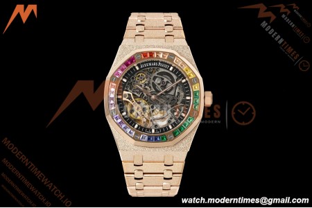 Audemars Piguet - Royal Oak 15412OR 41mm Rainbow RG/RG Skeleton Dial THBF V3 SH3132 Free Sprung