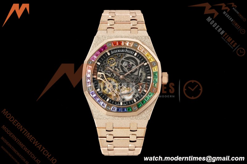 Audemars Piguet - Royal Oak 15412OR 41mm Rainbow RG/RG Skeleton Dial THBF V3 SH3132 Free Sprung