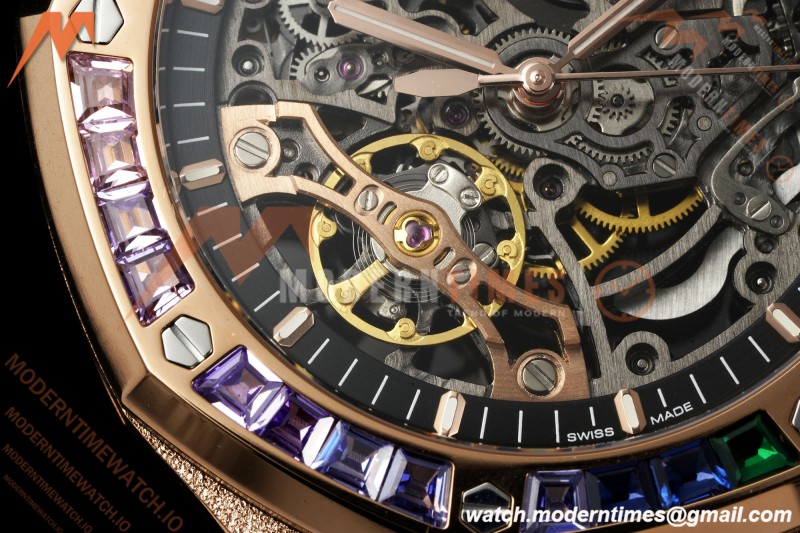 Audemars Piguet - Royal Oak 15412OR 41mm Rainbow RG/RG Skeleton Dial THBF V3 SH3132 Free Sprung