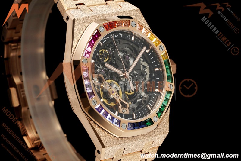 Audemars Piguet - Royal Oak 15412OR 41mm Rainbow RG/RG Skeleton Dial THBF V3 SH3132 Free Sprung