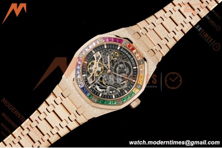 Audemars Piguet - Royal Oak 15412OR 41mm Rainbow RG/RG Skeleton Dial THBF V3 SH3132 Free Sprung