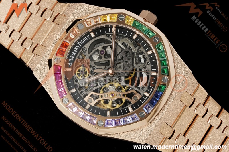 Audemars Piguet - Royal Oak 15412OR 41mm Rainbow RG/RG Skeleton Dial THBF V3 SH3132 Free Sprung