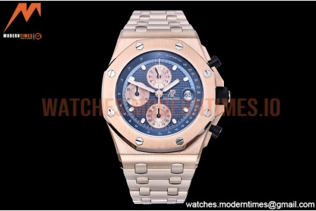 Audemars Piguet - AP ROO Chronograph RG/RG Blue/Dot APF A3126 Mod