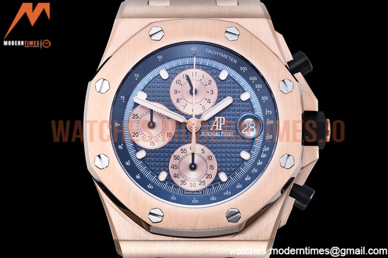Audemars Piguet - AP ROO Chronograph RG/RG Blue/Dot APF A3126 Mod