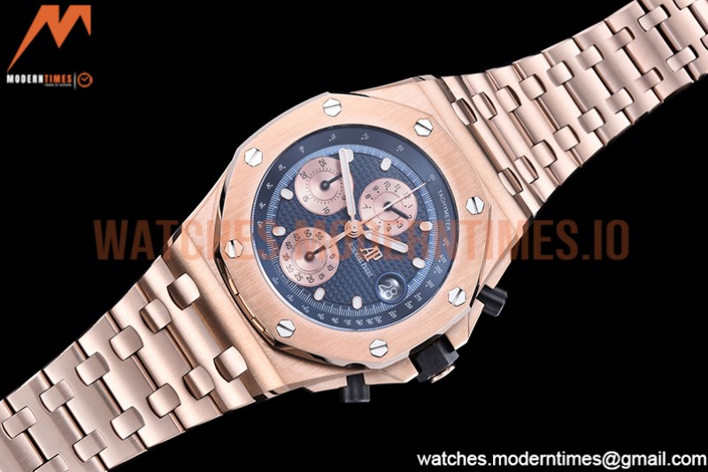 Audemars Piguet - AP ROO Chronograph RG/RG Blue/Dot APF A3126 Mod