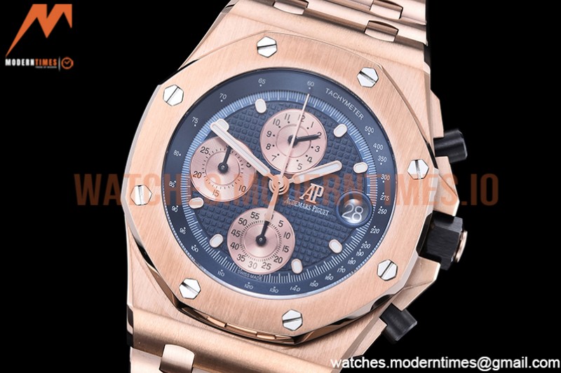 Audemars Piguet - AP ROO Chronograph RG/RG Blue/Dot APF A3126 Mod