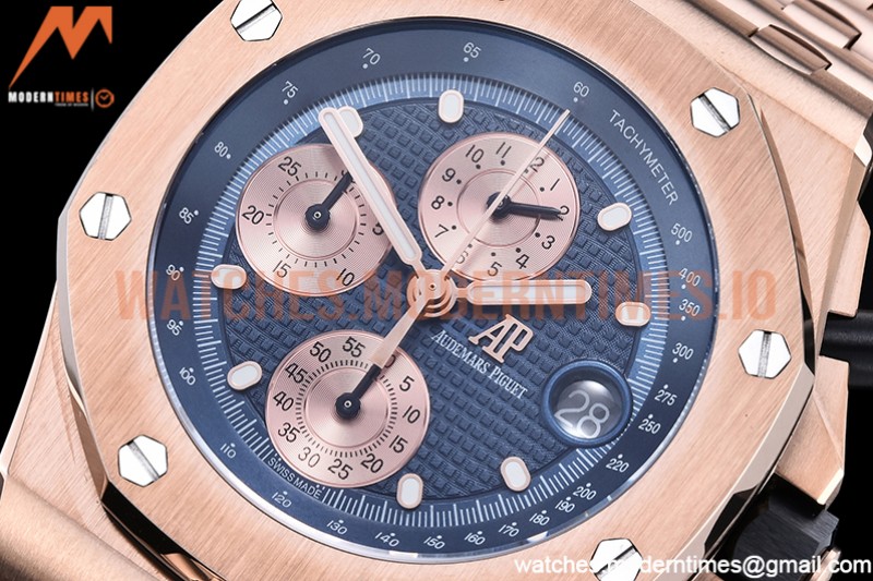 Audemars Piguet - AP ROO Chronograph RG/RG Blue/Dot APF A3126 Mod