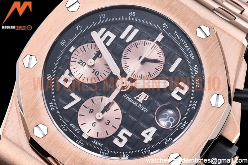 Audemars Piguet - AP ROO Chronograph RG/RG Black/Num APF A3126 Mod
