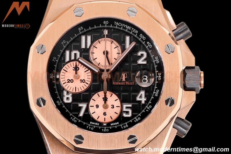Audemars Piguet - AP ROO Chronograph RG/RG Black/Num JF A3126 Mod